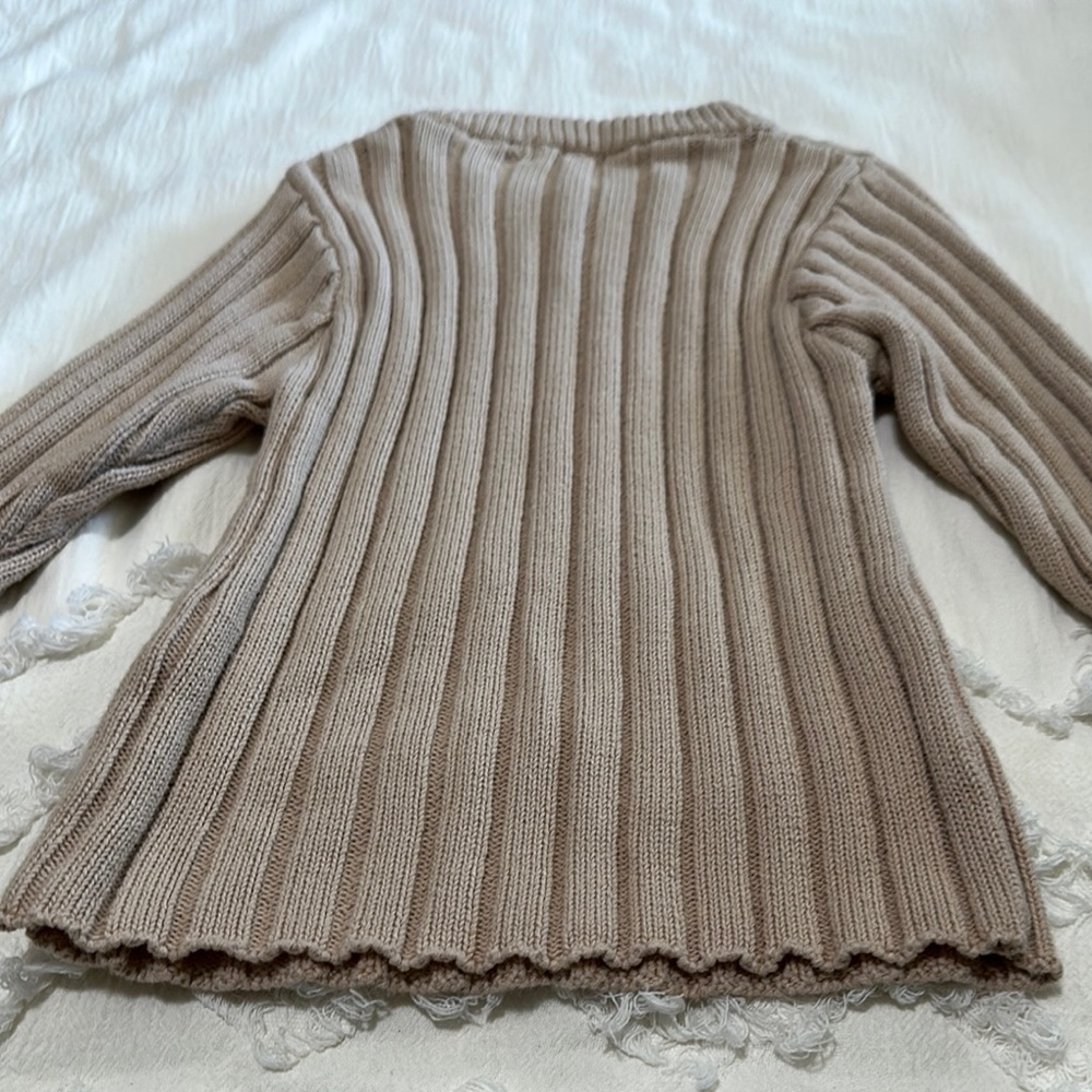 Beige Ribbed Knit Sweater - Picture 6 of 11